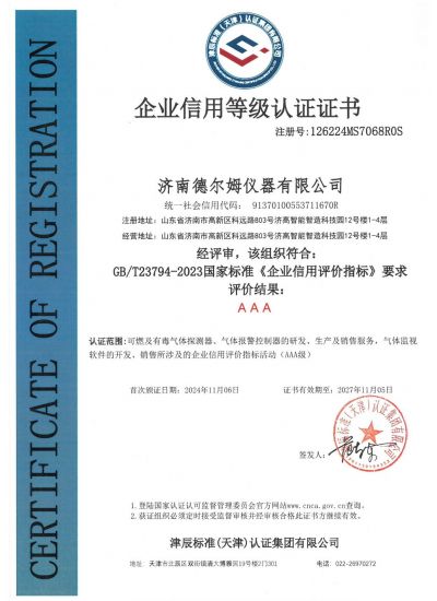 企業(yè)信用等級(jí)3A證書